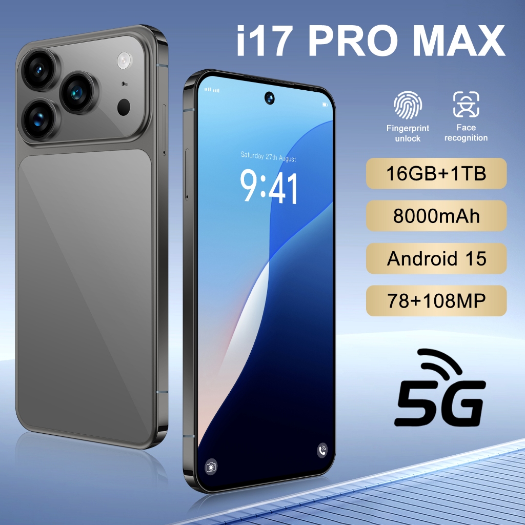 Smartphone I17 Pro Max 5G 6,7 polegadas 12GB+512GB Câmera 48MP