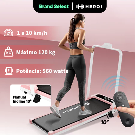Esteira dobrável HEROI 120kg 1.25 cavalos 7°Inclinação Design Aberto Casa