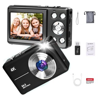 Câmera Digital 64MP WIFI 4K Selfie Zoom 18X Com Tela Flip De 180