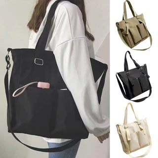 Bolsa Feminina De Nylon De Ombro Casual Lona Mensageiro Tecido Grande Capacidade para Sacolas Transversal em Oferta na Shopee
