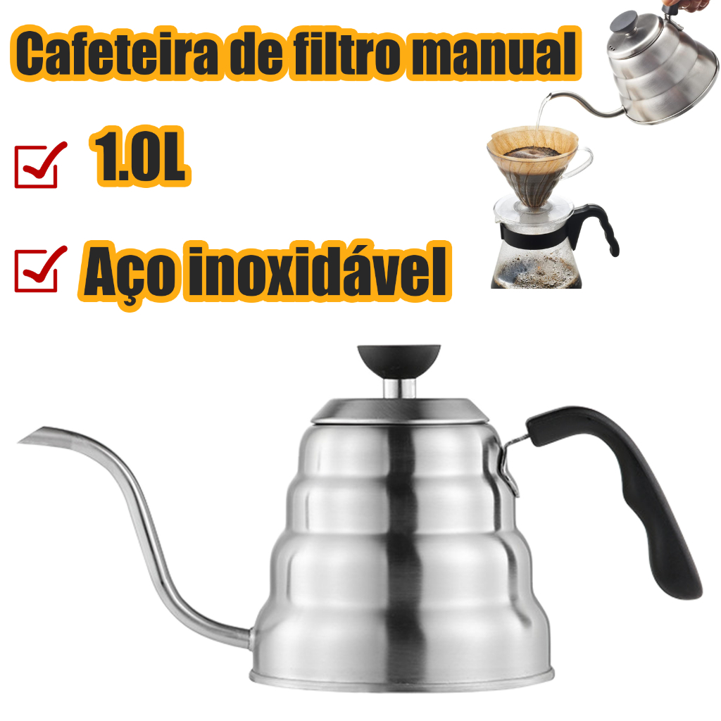 Bule Inox Escovado Bico Fino 1L Profissional Aço Inoxidável ...