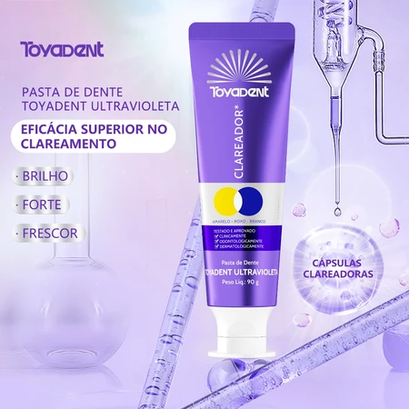 TOYADENT Pasta de Dente Roxa, Partículas Roxas, Neutraliza Manchas Amarelas