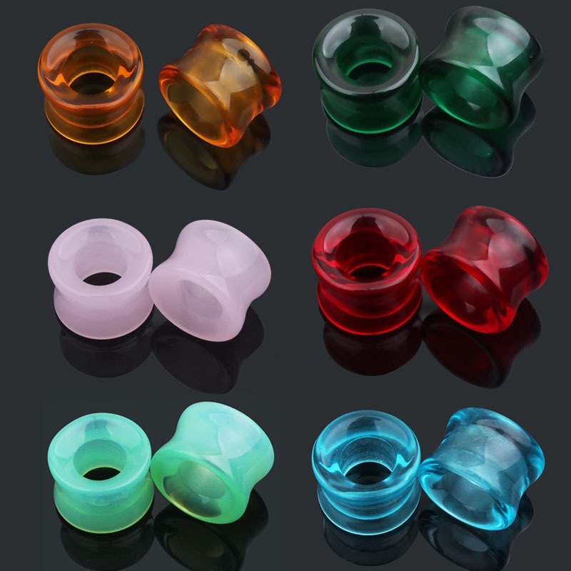 2 Peças 8 -16m Vidro Oco Orelha Túnel Plug Expansor De Carne Maca ...