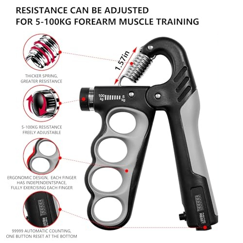 Hand Grip Mola Ajustável (5 A 165kg) – Com Contador, Ideal Para