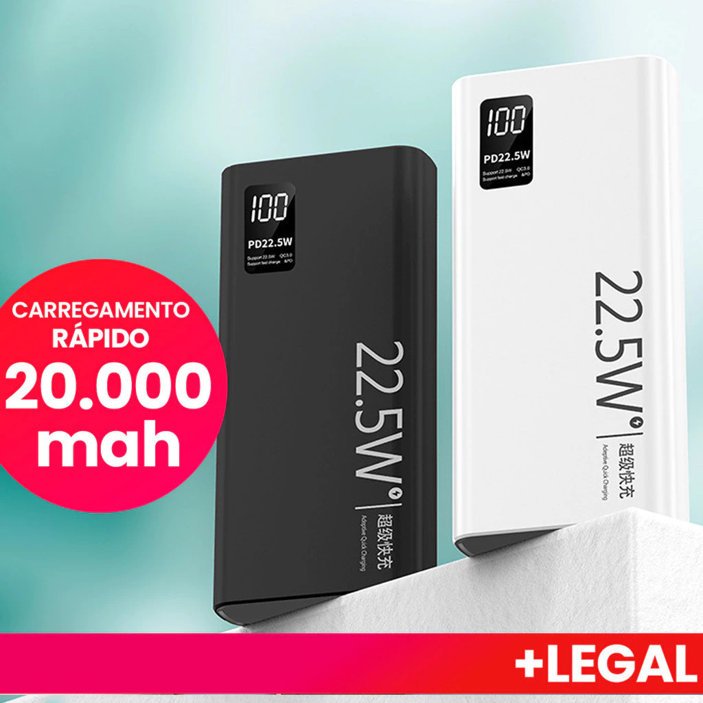 Carregador Portátil 20000mah grande capacidade power bank 22.5w rápido ...