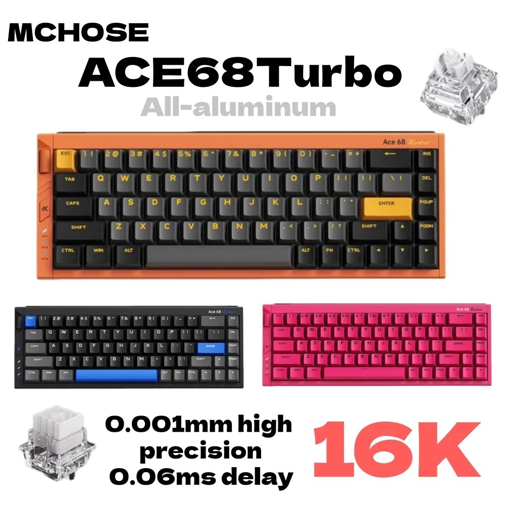 MCHOSE Ace68 Turbo 16k Interruptor Magnético Teclado Liga De Alumínio 0.001mm E-Sports Ergonomia Baixo Atraso Teclados G