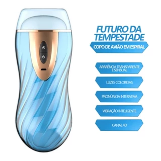 Masturbador Masculino USB · 8 Modos De Vibração Canal Texturizado Transparente Voz Interativa