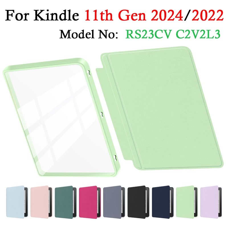 CoBak Custodia per e-Reader da 6, retro trasparente, leggera con funzione sonno/veglia automatico. Non compatibile con Kobo (scocca posteriore trasparente, Taccuino Nero