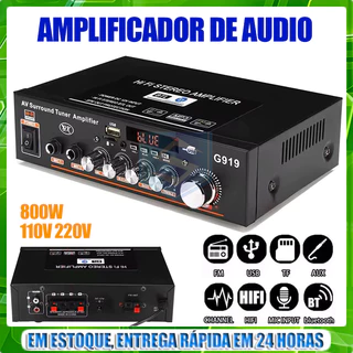 Amplificador De Som Bluetooth G919 Subwoofer 800W 110-240V
