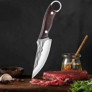 Faca de aço inoxidável personalizada à mão Para cozinha e acampamento + funda de couro BM-DJ311