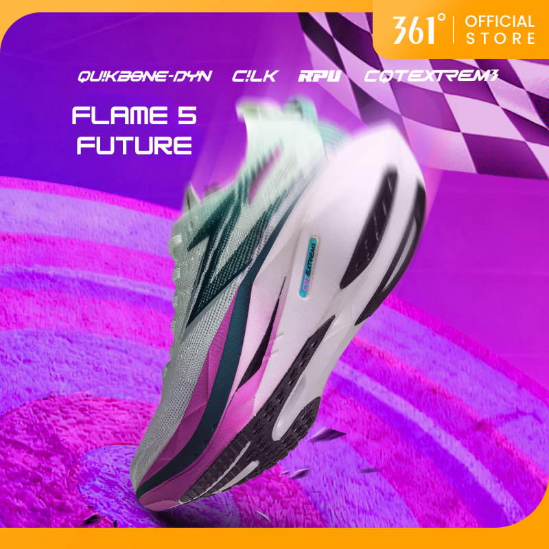 361 Degrees Flame 5 Future Tênis Corrida Unissex Carbono Retorno