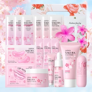 LAIKOU Kit Presente Sakura para Pele Iluminada (11 Peças) | Presente de Skincare para uma Pele Radiante em Oferta na Shopee