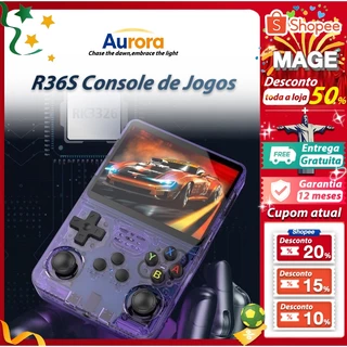 Console de jogos portátil R36S + 15.000 jogos 64GB Linux Armazenamento de jogos Tela IPS de 3.5 polegadas em Oferta na Shopee