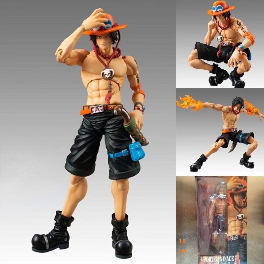 Portgas D Ace Boneco One Piece Articulado + acessorios 18 cm