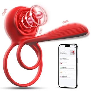 Anel Vibrador Masculino Do Pênis Da Rosa Com Estimulador Clitóris