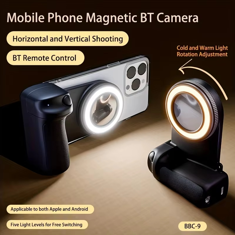 MagSafe Smartphone Handle Grip Com Controle Remoto Bluetooth Removível Luz De Preenchimento Alça De Selfie Anti-Vibração