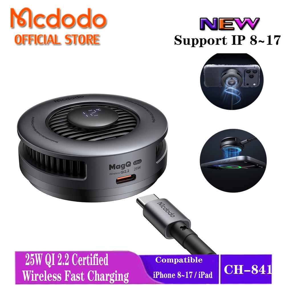 Mcdodo 25W QI2.2 Carregador De Jogo Magnético Sem Fio Ventilador Refrigeração Do Telefone Móvel Radiador Turbo Furacão C