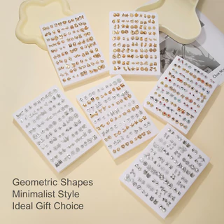 Conjunto De Brincos Geométricos 50 Peças , Joias Coreanas Minimalistas Para Mulheres , Presente De Feriado