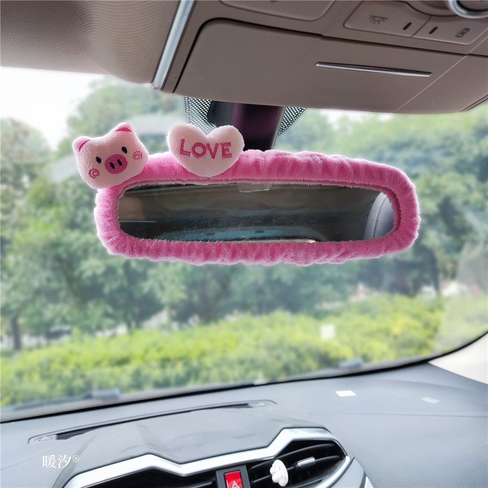 Capa para Retrovisor Fofa de Porquinho e Cachorrinho com Corações – Enfeite para Carro Universal Unissex
