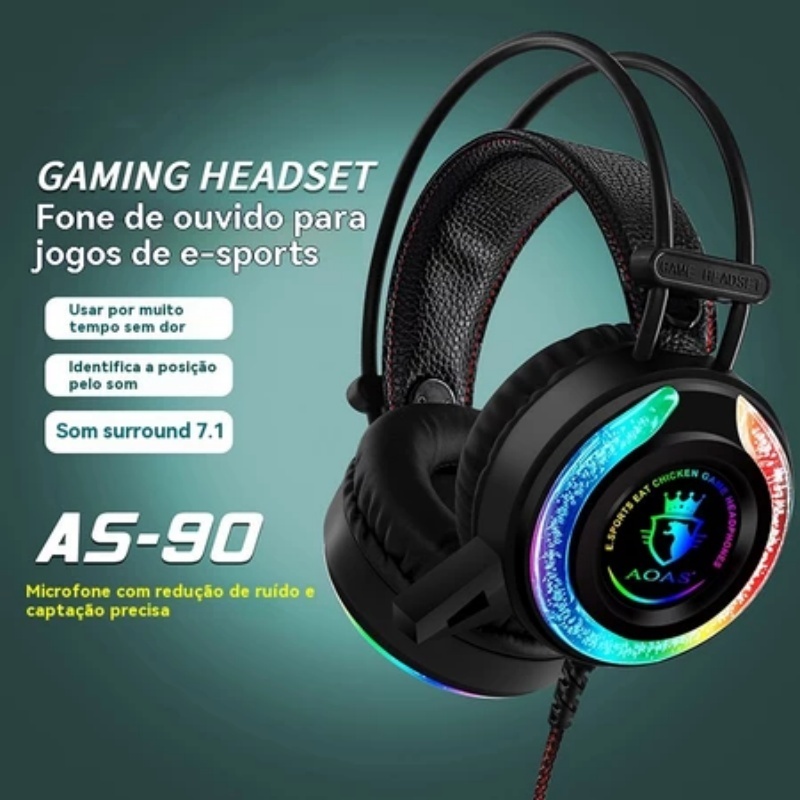 Headset Gamer com Microfone de Cancelamento de Ruído, Áudio 3D Imersivo ...