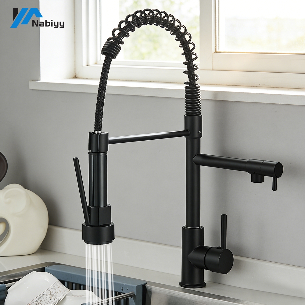 Torneira Gourmet Cozinha Alça Única Com Extensor Spray-Preto Flexível e ...