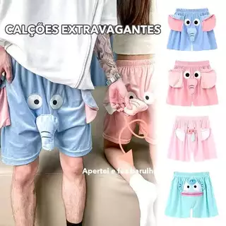 Pijama de elefante engraçado casal shorts fofos calças de verão casa / Calça de pijama casal em Oferta na Shopee