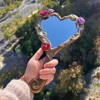 [Novo estilo em promoção] Espelho de maquiagem Barbie's Diamond Castle portátil requintado indústria pesada lindo amor p