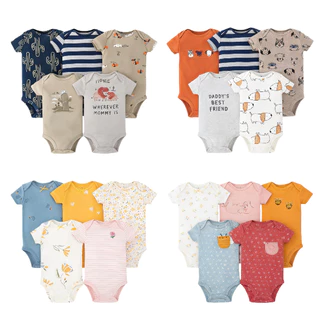 Lucky baby kit body bebe/ para bebê menina pijama de algodão puro classe a 5 peças manga curta em Oferta na Shopee