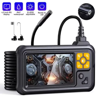 Endoscópio de 5 metros com câmera frontal HD, sonda de inspeção industrial, pressão de ar, ar condicionado e tubo automo em Oferta na Shopee