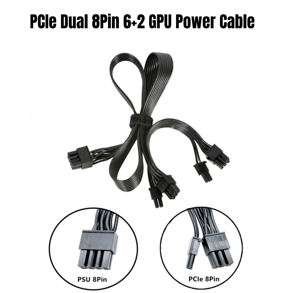 PCIe Dual 8Pin 6 + 2Pin Com Cabo De Alimentação De Placa GPU Pigtail ...