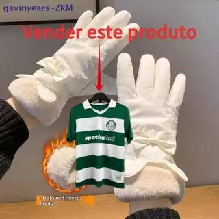 [gavinyears] Luvas Grossas Quentes De Inverno Fofo Ursinho De Pelúcia Pulso Protetor De Tela De Toque À Prova D'água Equ
