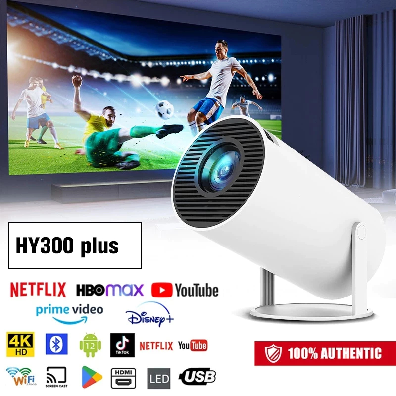 Projetor HY300 Original Portátil Smart Android 11 4K Ultra HD HDMI Wifi Bluetooth Alto Falante Embutido