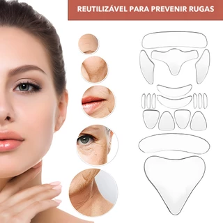 Kit 16 Peças Reutilizável para Rosto Adesivo Fita Gel Silicone Anti-rugas Linhas Faciais em Oferta na Shopee