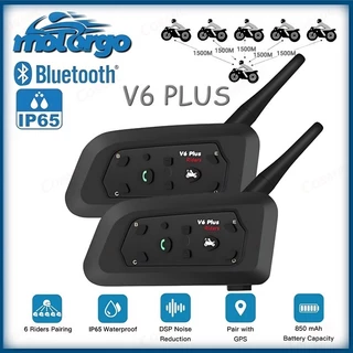 V6 Plus Mais Fone De Ouvido Intercomunicador De Capacete De Motocicleta Bluetooth Com Interfone BT De 1500M Para 6 Pilot em Oferta na Shopee