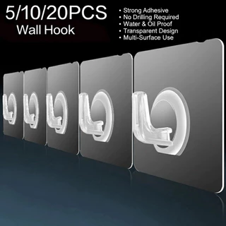 5/10/20 Pcs Gancho Para Parede Transparente Forte Autoadesivo Cabide Ventosa Pesada Otário Cozinha Banheiro Limpeza De P em Oferta na Shopee