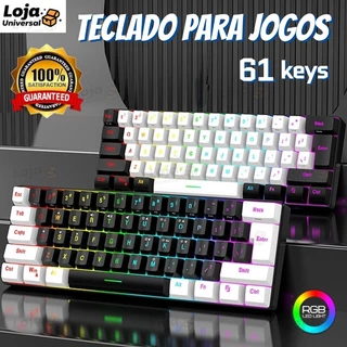 Teclado com fio 61-Key RGB Backlight Mini Compact Cabo de alimentação plugável-LU