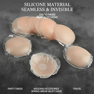 2/6/10 Pçs Adesivo De Remendo De Mamilo Capas De Silicone Reutilizáveis Sem Costura Invisível Para Vestido De Festa Aces em Oferta na Shopee