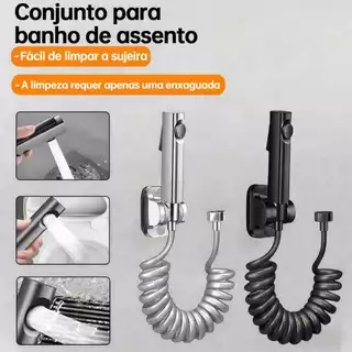Ducha Higiênica Para Banheiro Com Mangueira flexível com mola e suporte em Oferta na Shopee