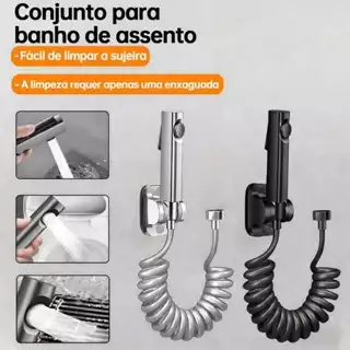 Ducha Higiênica Para Banheiro Com Mangueira flexível com mola e suporte em Oferta na Shopee