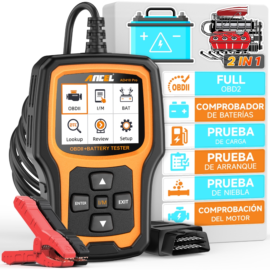 Leitor De Código ANCEL AD410 PRO + Motor De Verificação De Teste De Bateria Com Função OBD2 Completa Ferramentas De Diag em Oferta na Shopee