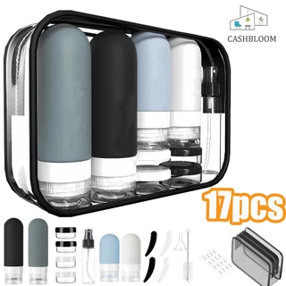 Kit 17 Peças Frascos e Potes Viagem Silicone Condicionador Shampoo Creme Cosméticos em Oferta na Shopee