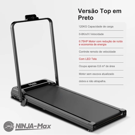 NINJA Max Esteira Dobrável Doméstica Esteira Elétrica Portátil Até 100 kg Velocidade 1 10km h (127V 220V)
