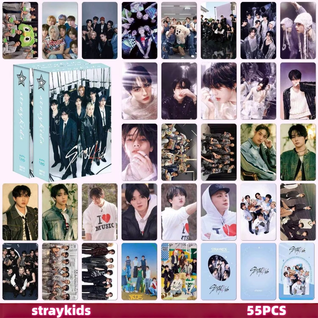 50-55pcs/box STRAY KIDS Cartões Fotográficos Holográficos Laser
