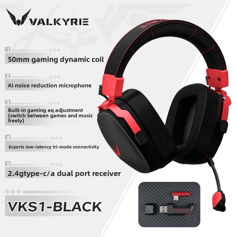 VALKYRIE VK S1 Gaming Headset Microfone Removível Sem Fio De Modo