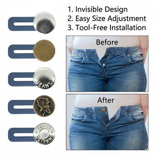 5 Peças Extensor De Cintura Jeans Ajustador De Botão Sem Ferramentas Para Homens E Mulheres – Guarda-Roupa De Viagem Cas em Oferta na Shopee