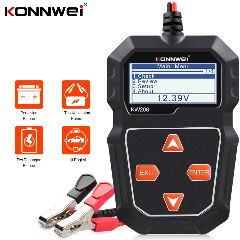 KONNWEI KW208 12V Testador De Bateria Automotiva 100-2000 CCA Analisador Digital em Oferta na Shopee