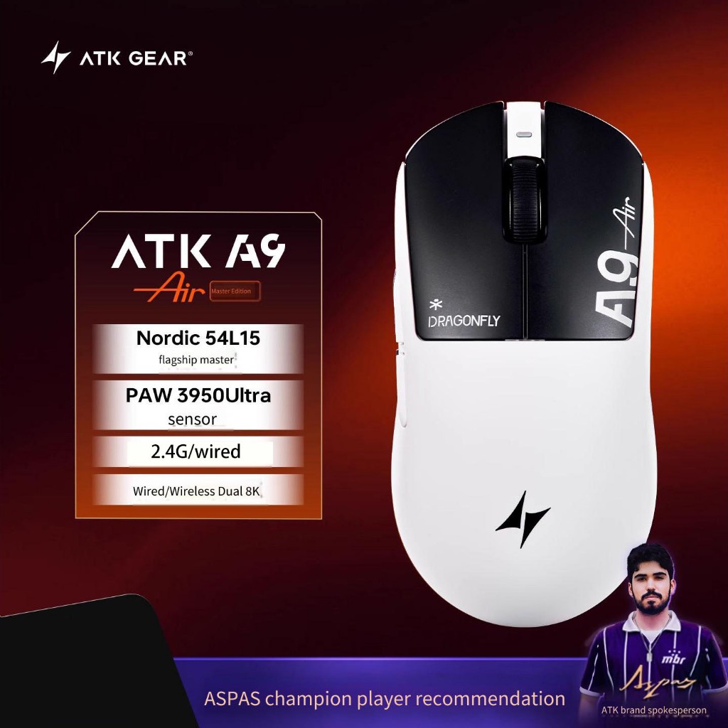 マウス・トラックボール ATK dragonfly A9 AIR ATK A9 Ultimate Mouse Gamer Sem Fio Ultraleve 8000Hz