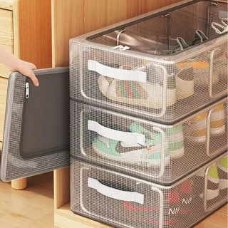 Caixas Organizadoras Empilháveis Com Zíper Para Sapatos E Tênis Transparentes Concha Tampa Flip Multiuso em Oferta na Shopee