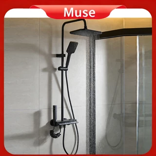 Digital Display Shower System with Ambient Lights, GAS and Electric Piano Key Shower Faucet Combo Set with Rain Shower