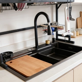 Pia De Cozinha Nano Antiincrustante Em Aço Inoxidável 304 Cascata De Chuva Voadora Tigela Única Multifuncional Artesanal em Oferta na Shopee